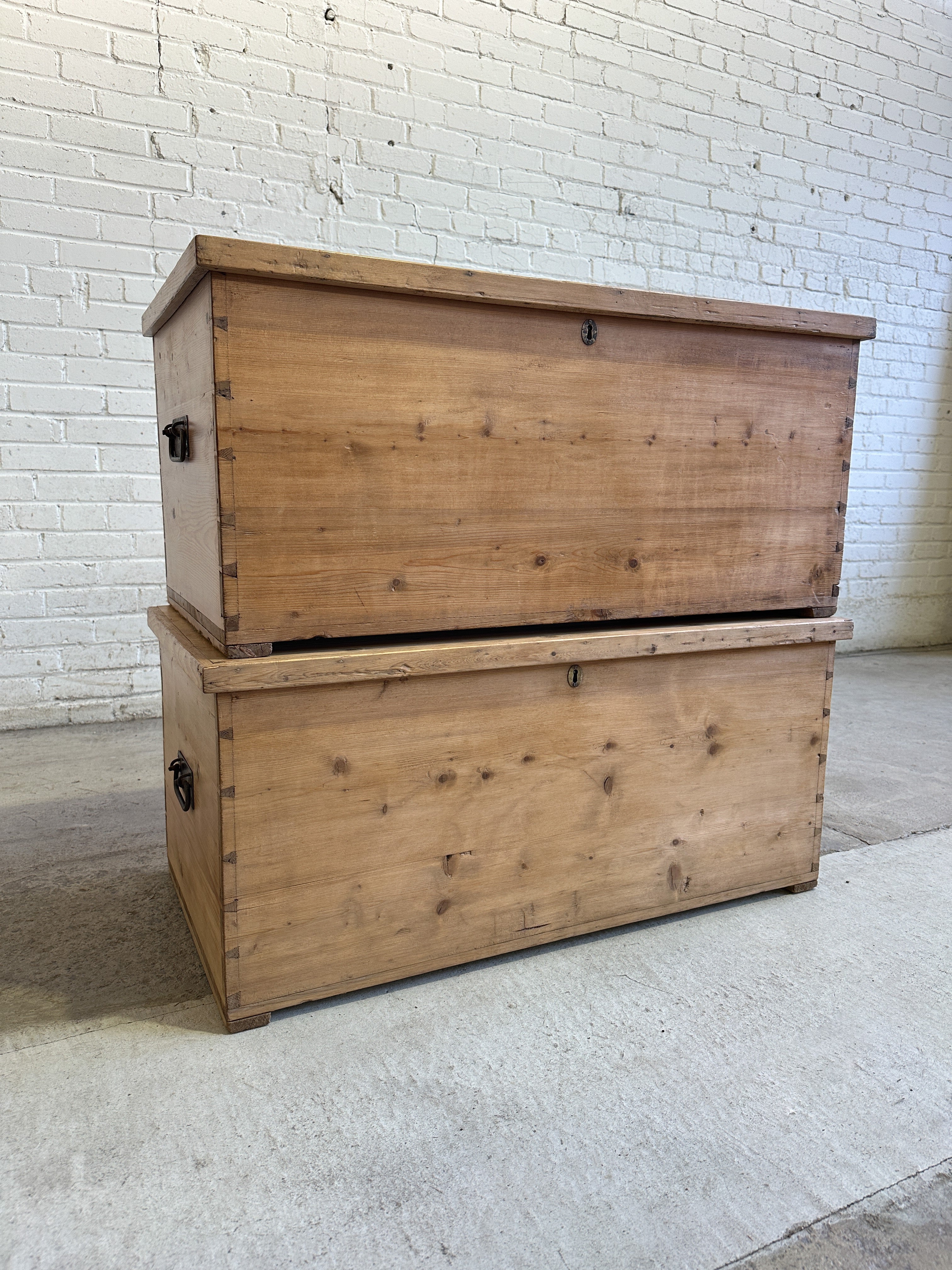 A Pair of English Antique Pine Boxes c. 1890 Knosen Antiques