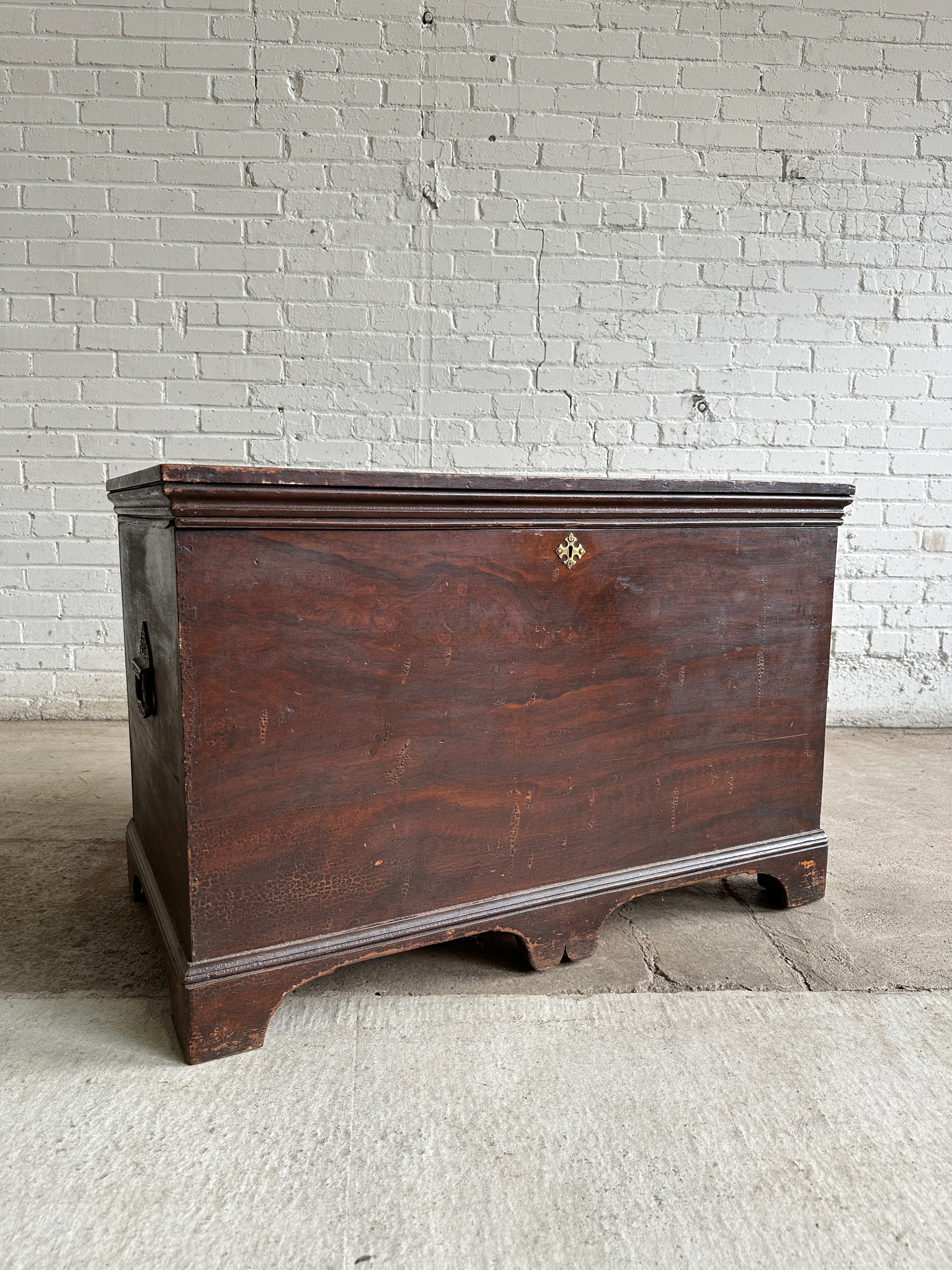 Antique Scumbled Marriage Chest with Hidden Drawers c. 1870