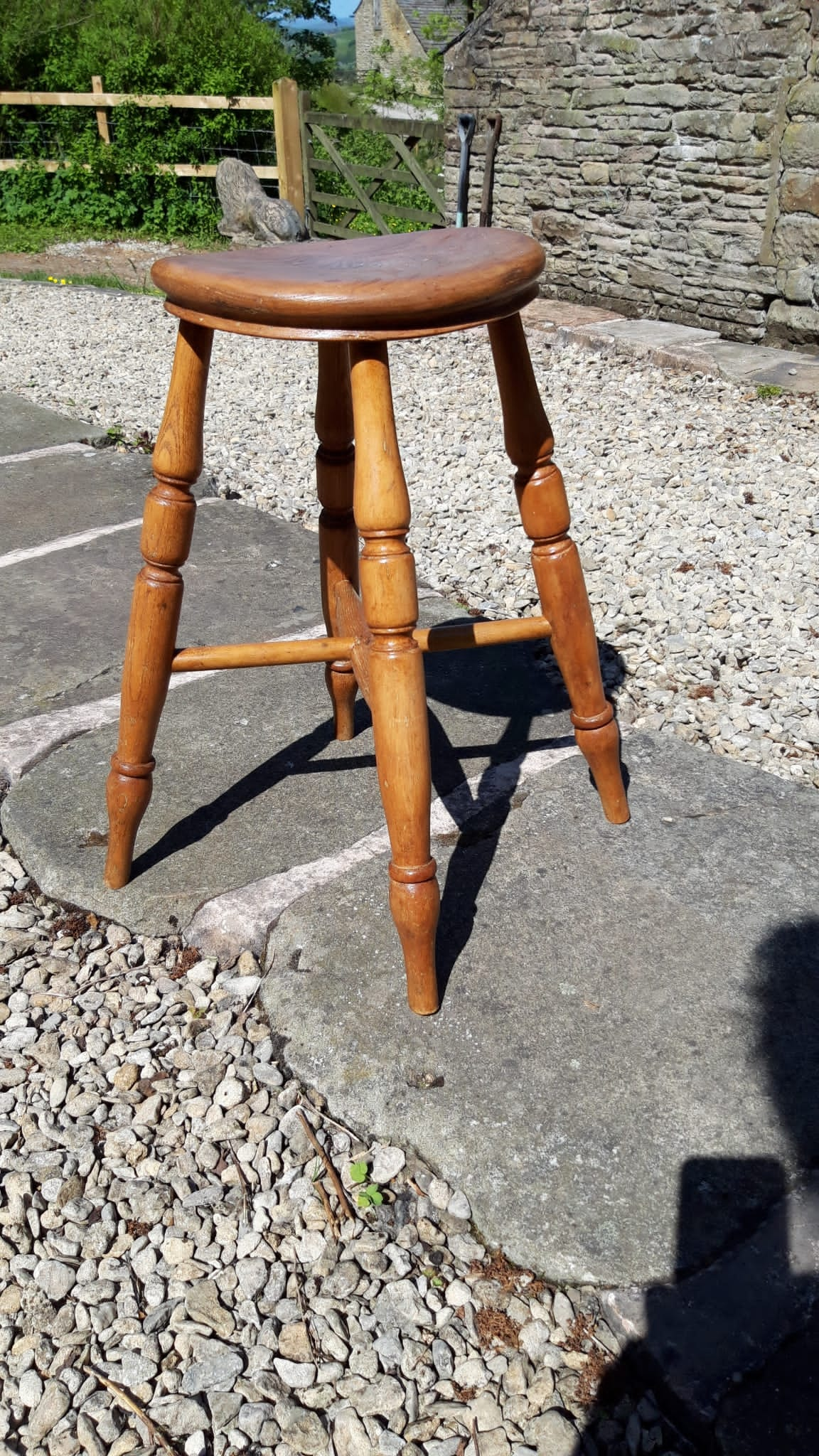 Antique Elm English Stool c. 1880