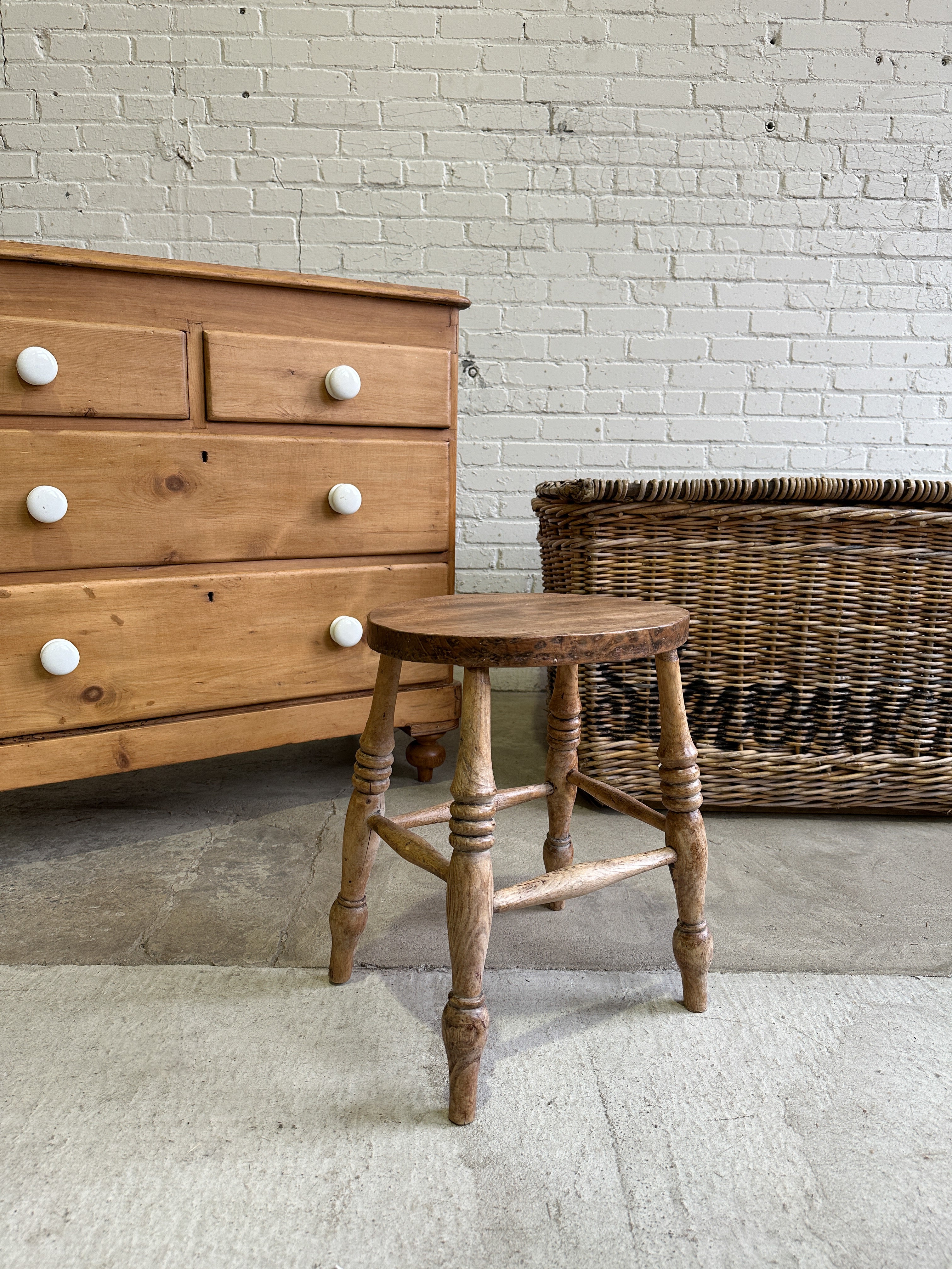 Antique pine stool sale