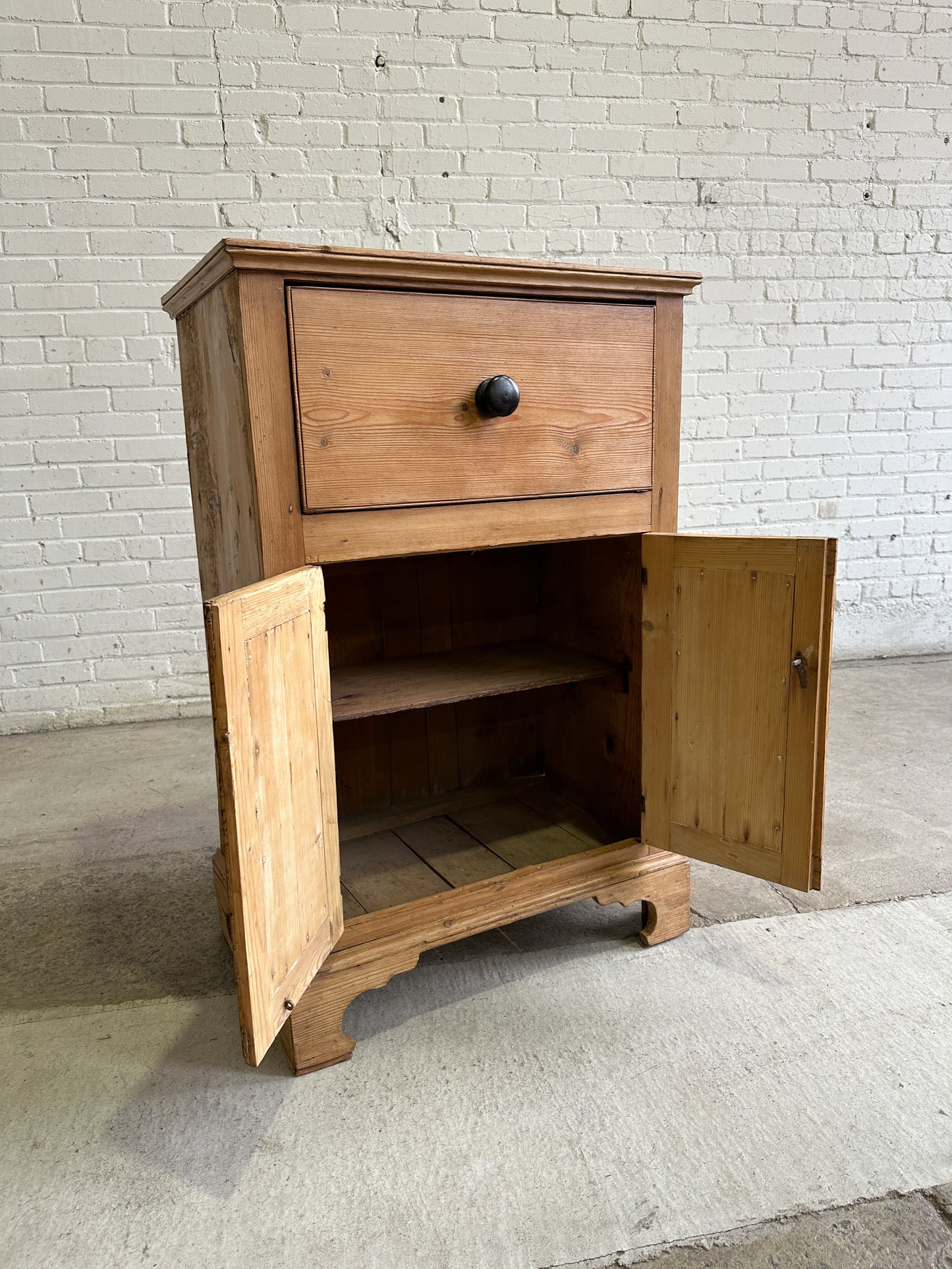 Antique English Pine Single Drawer Cupboard c. 1860