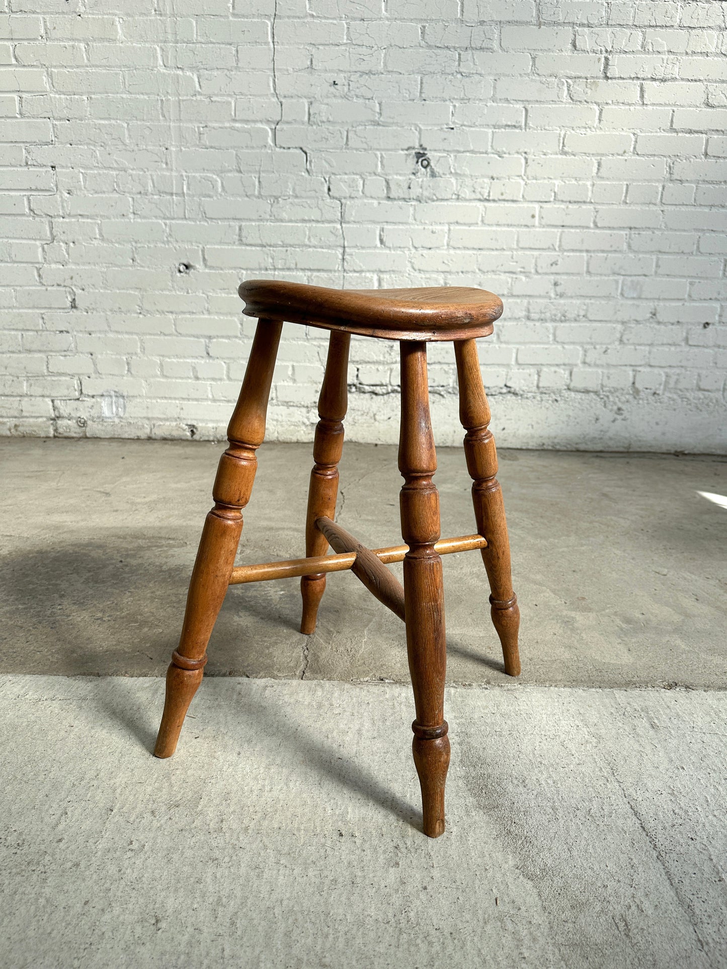 Antique Elm English Stool c. 1880