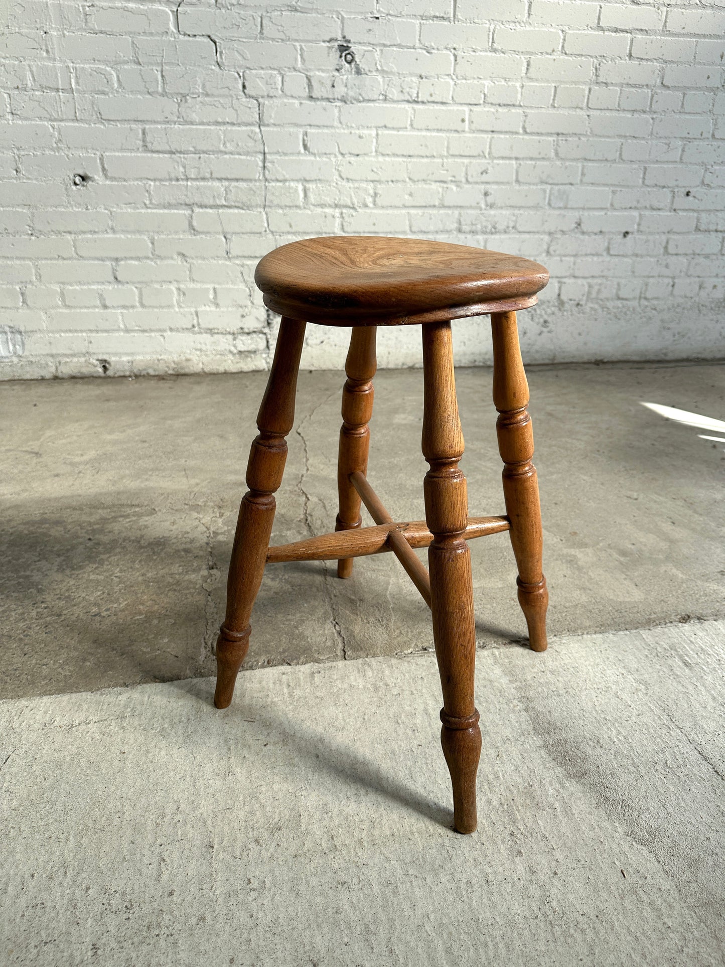 Antique Elm English Stool c. 1880