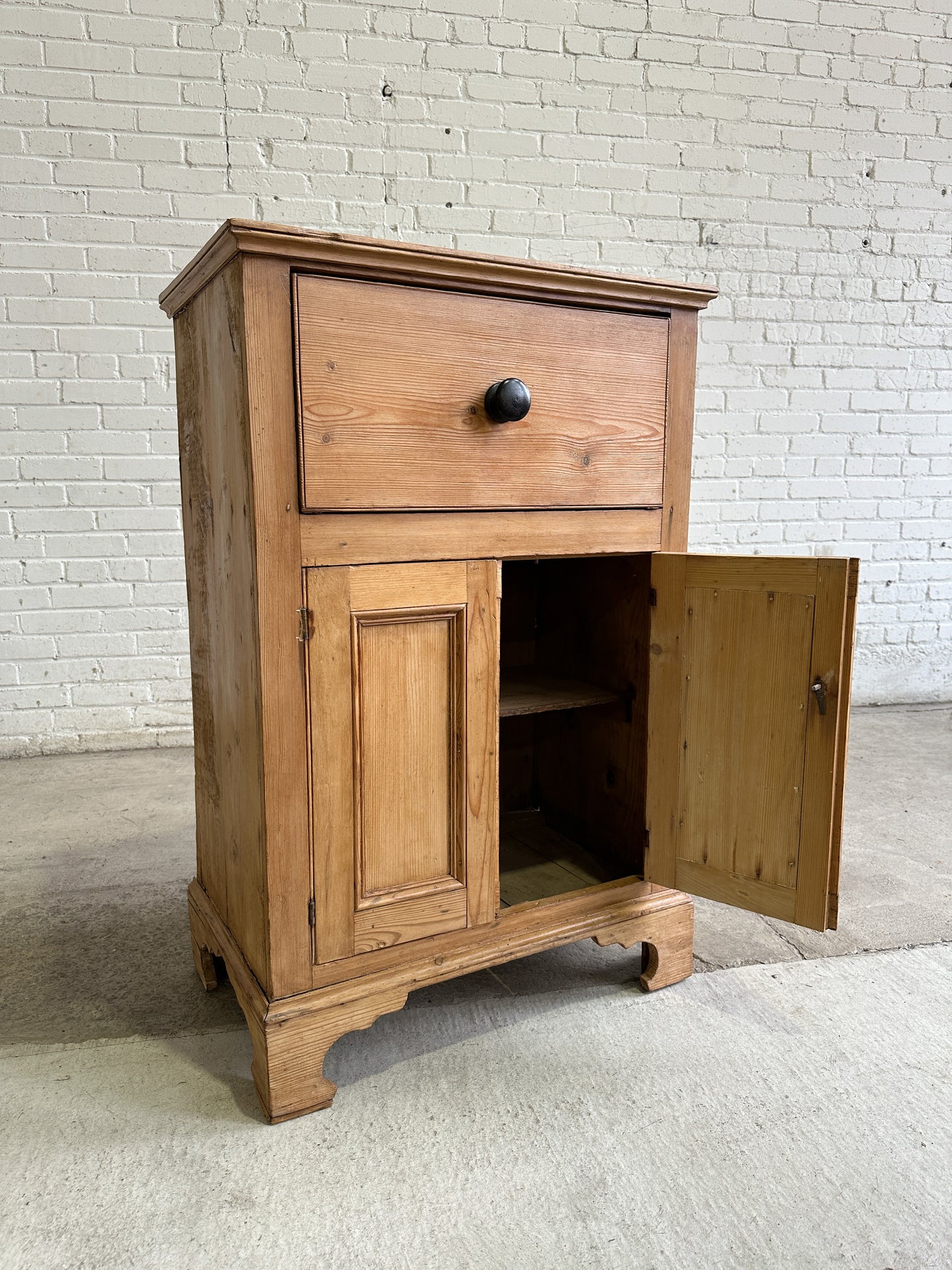 Antique English Pine Single Drawer Cupboard c. 1860