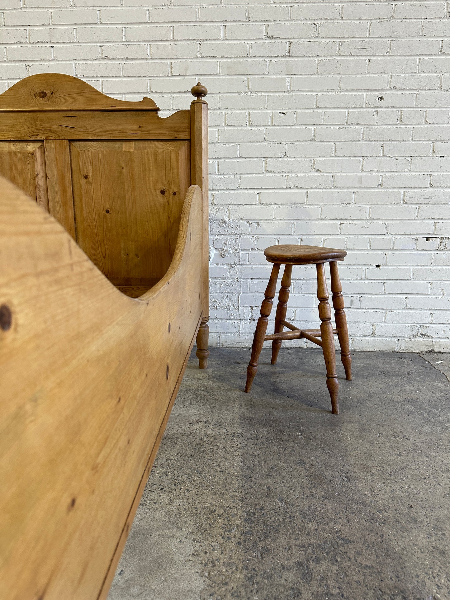 Antique Elm English Stool c. 1880