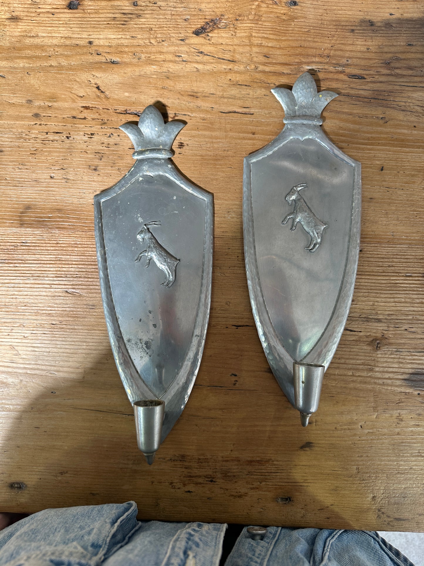 Pewter Swedish Wall Sconces c. 1929