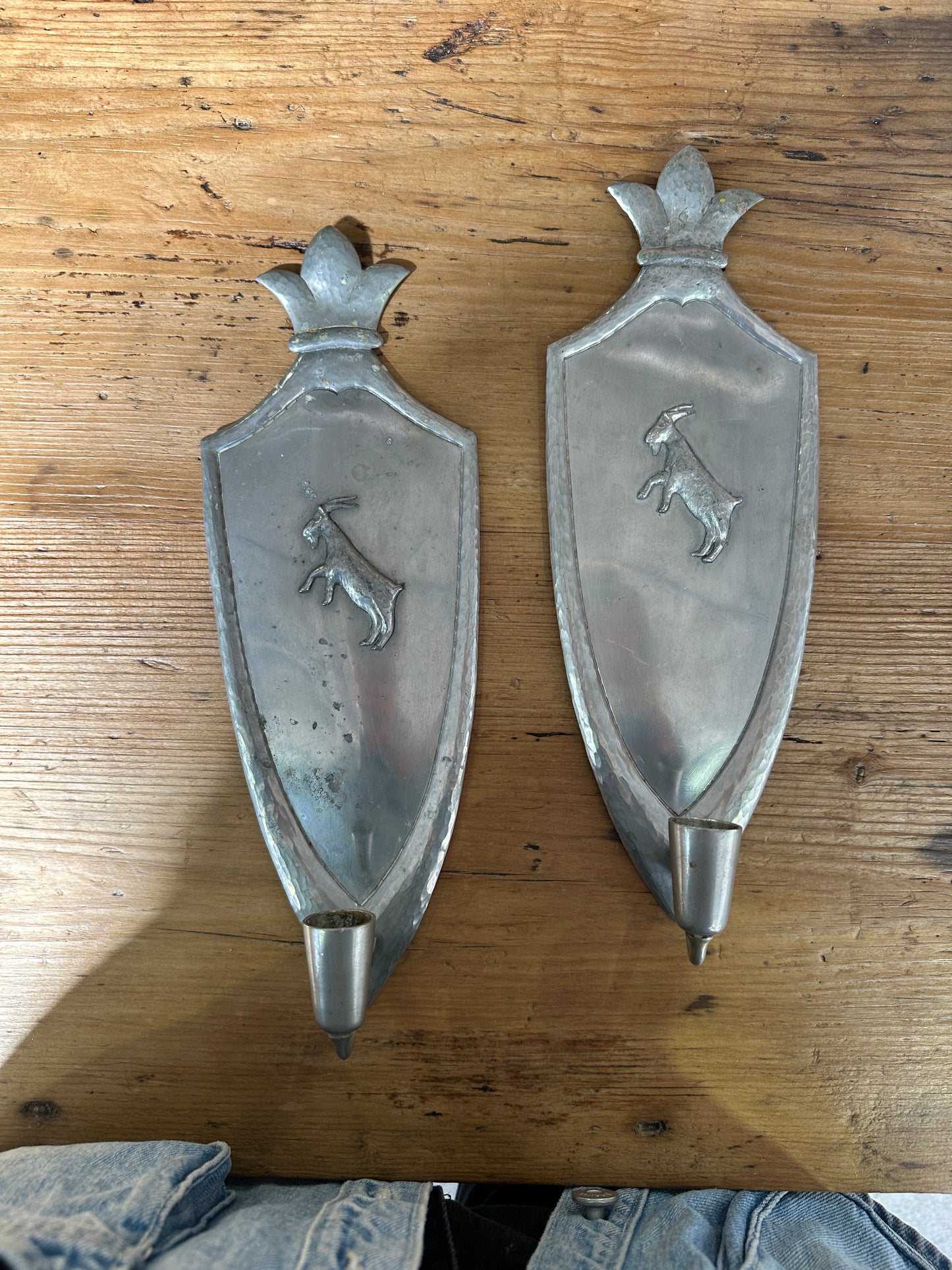 Pewter Swedish Wall Sconces c. 1929