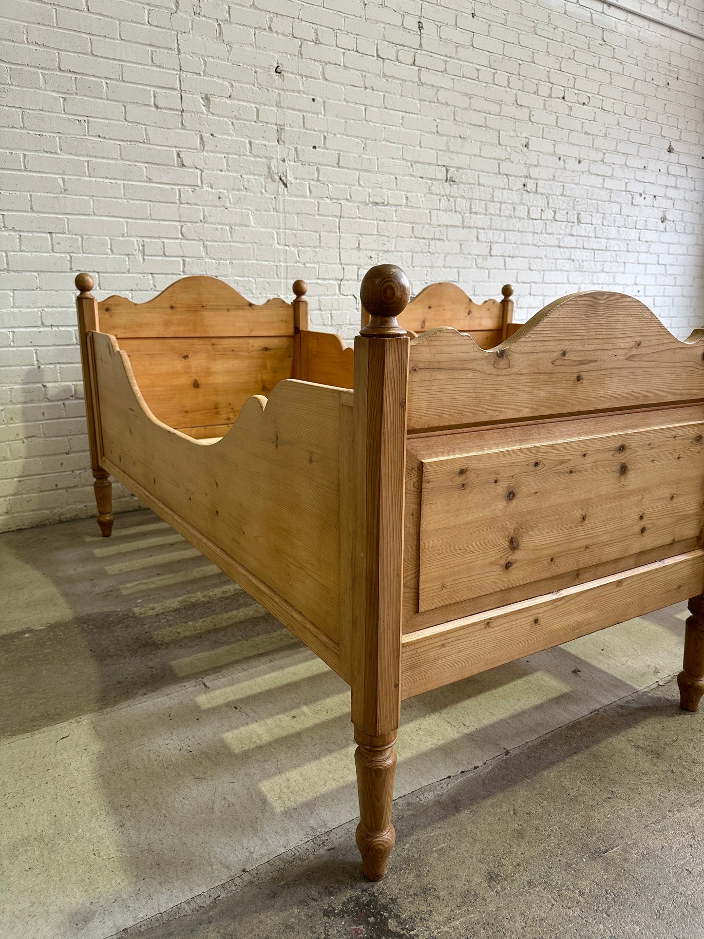 A Pair of Antique Pine Sleigh Beds c. 1900