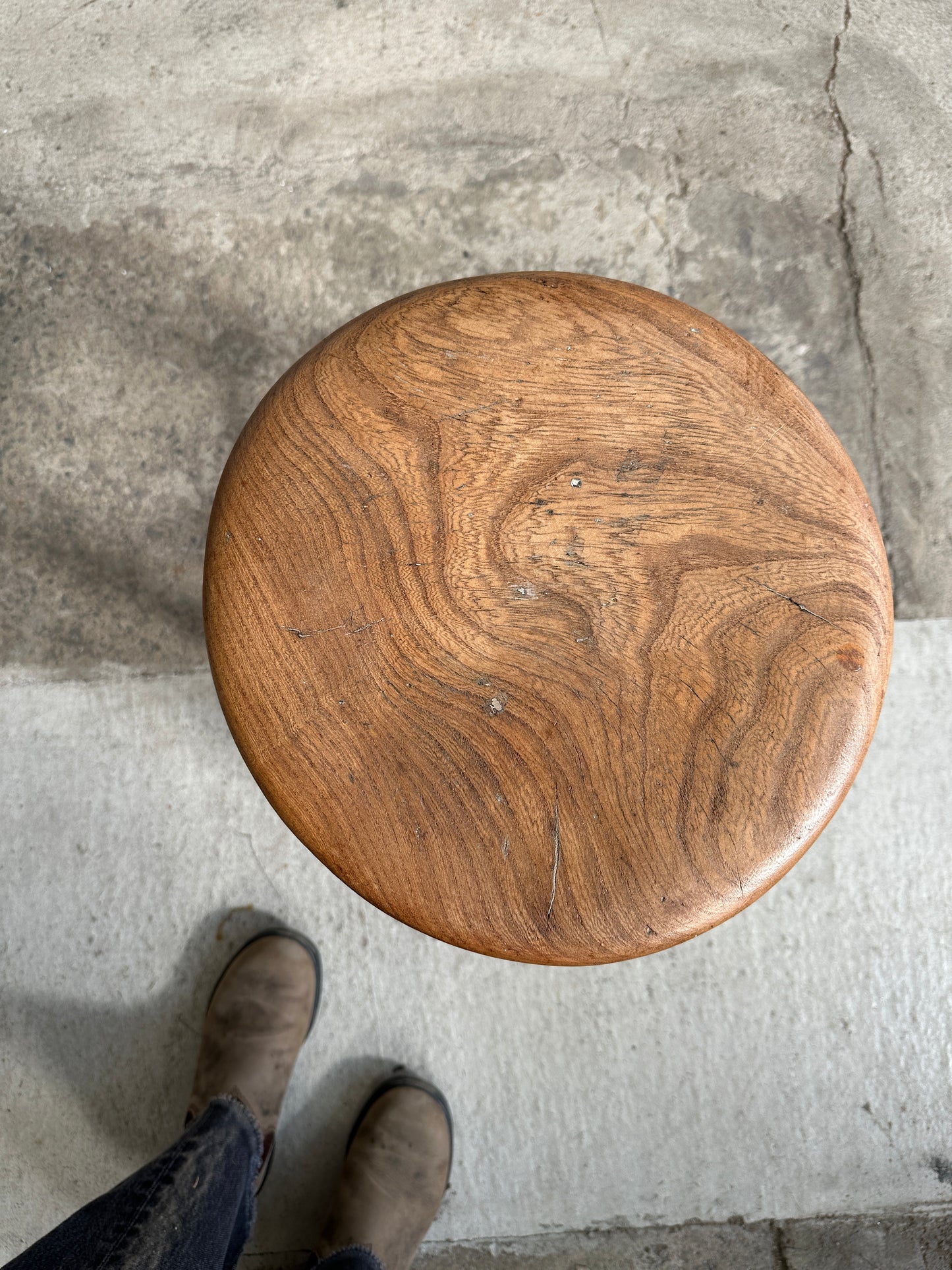 Antique Elm English Stool c. 1880