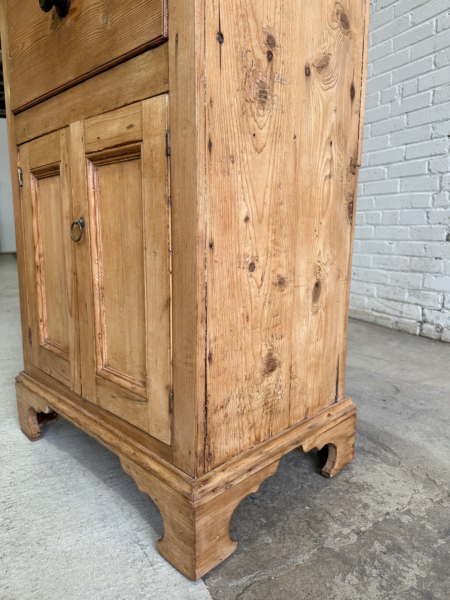 Antique English Pine Single Drawer Cupboard c. 1860