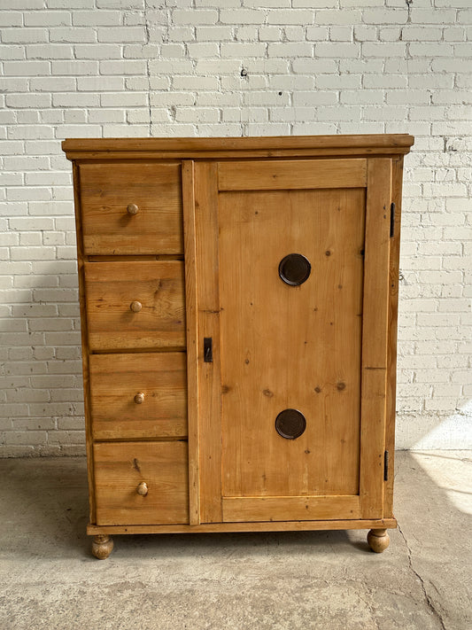 Antique Pine European Larder Cupboard c. 1900