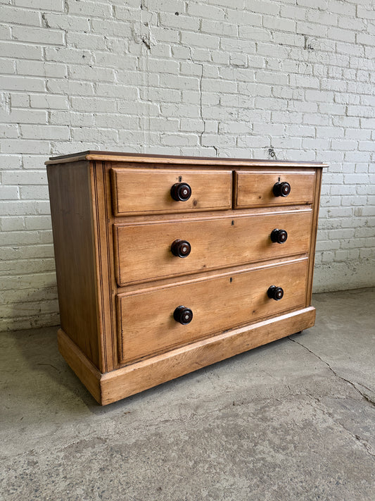 Antique Pine Chest of Drawers on Castors c. 1880