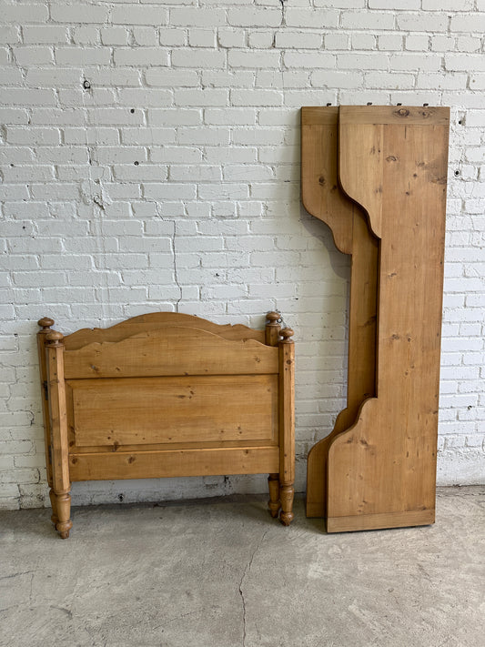 Antique Pine Sleigh Bed with Deep Side Rails