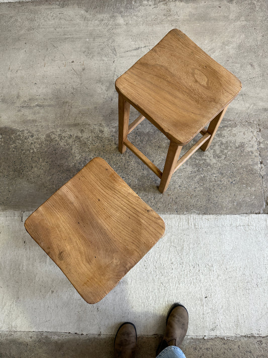 Antique English Pair of Stools with Saddle Seats, c. 1920