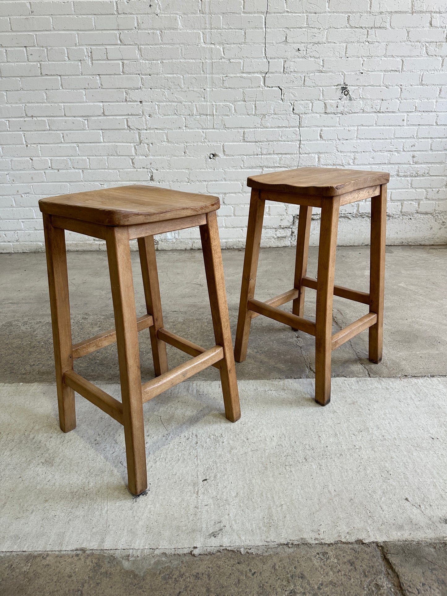 Antique English Pair of Stools with Saddle Seats, c. 1920