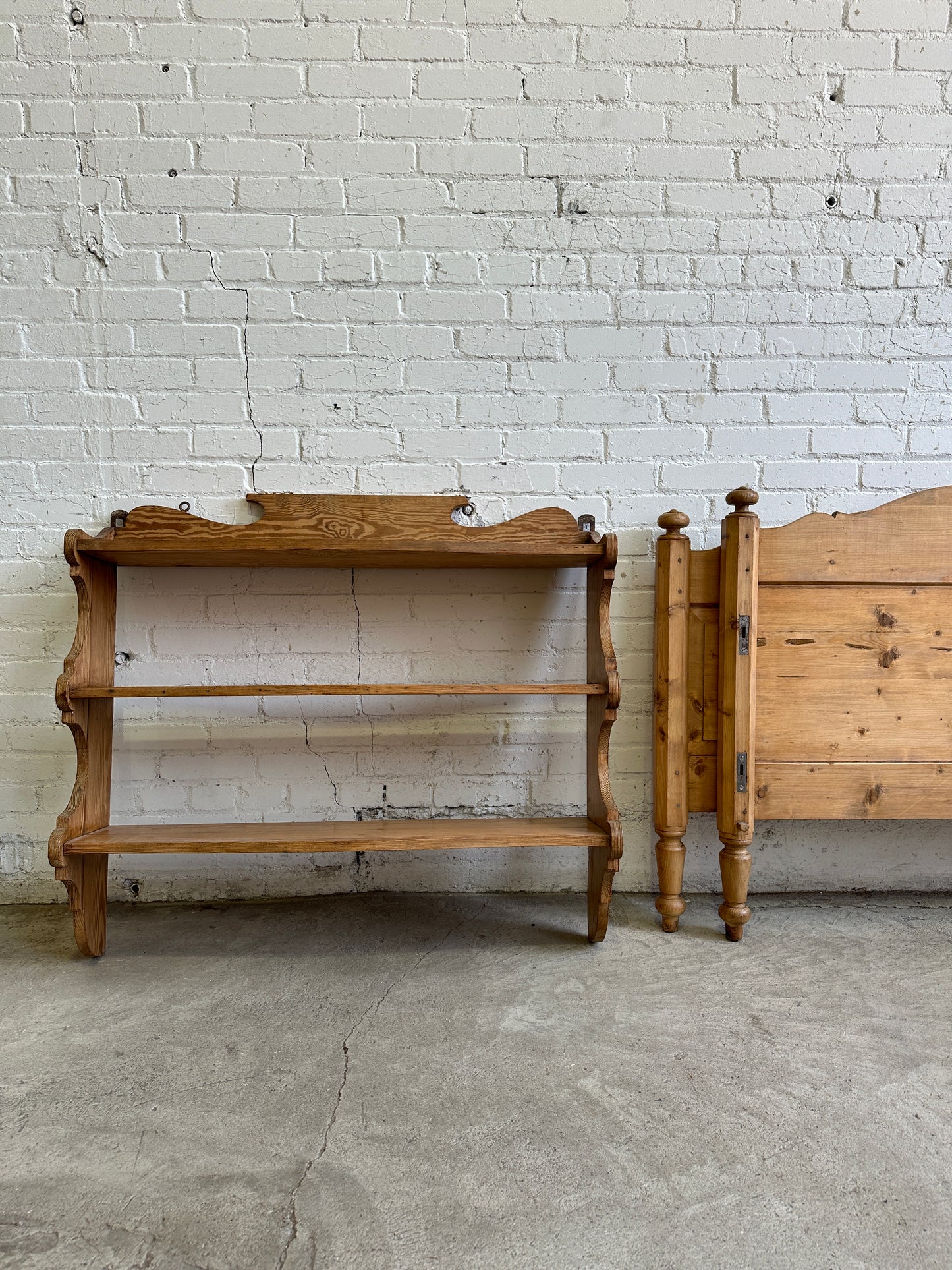 A Large Antique Pine Wall Shelf c. 1890