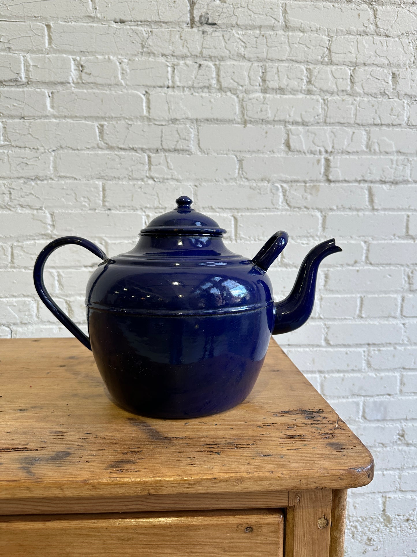 A Large European Antique Enamel Teapot