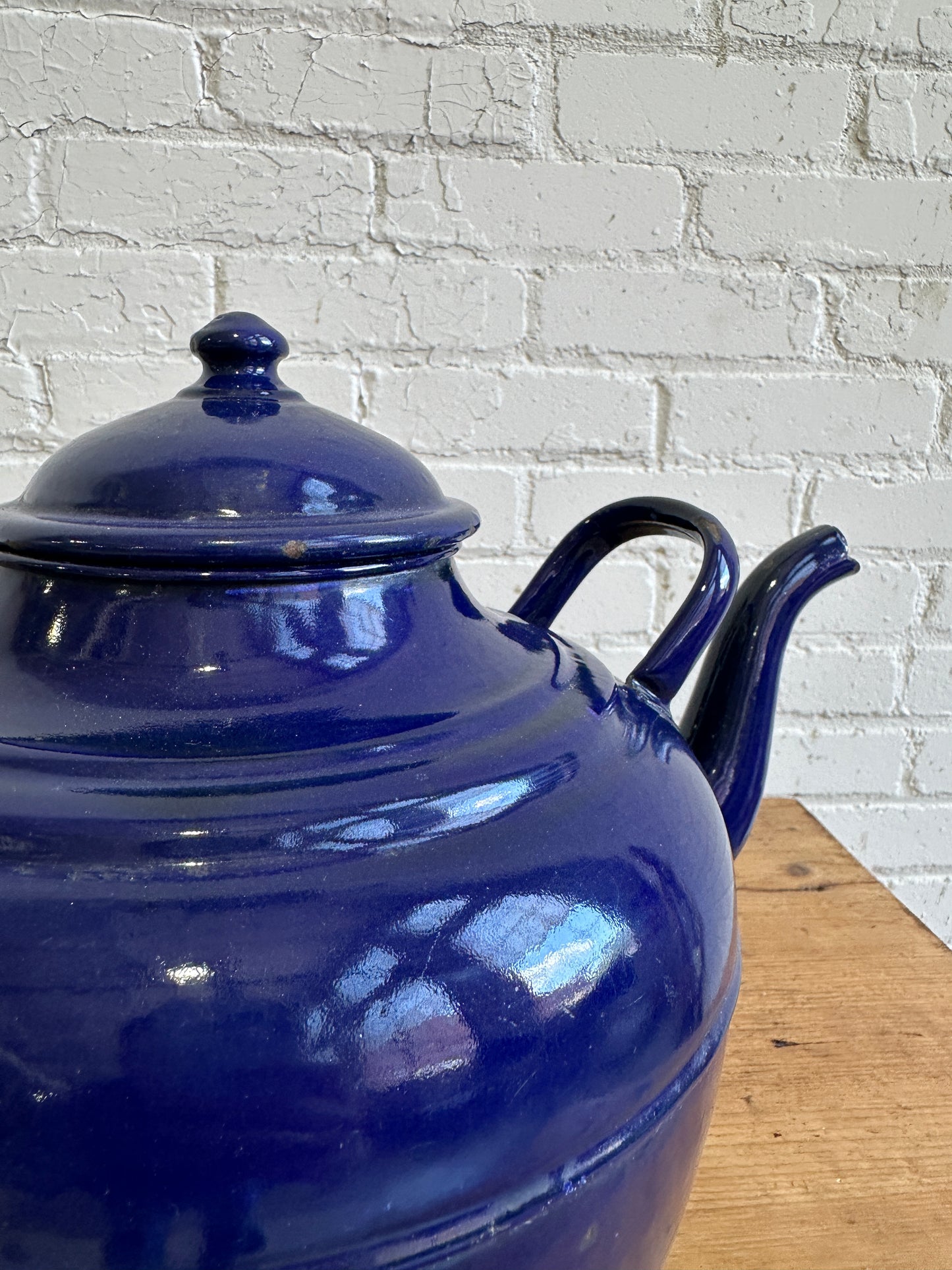 A Large European Antique Enamel Teapot