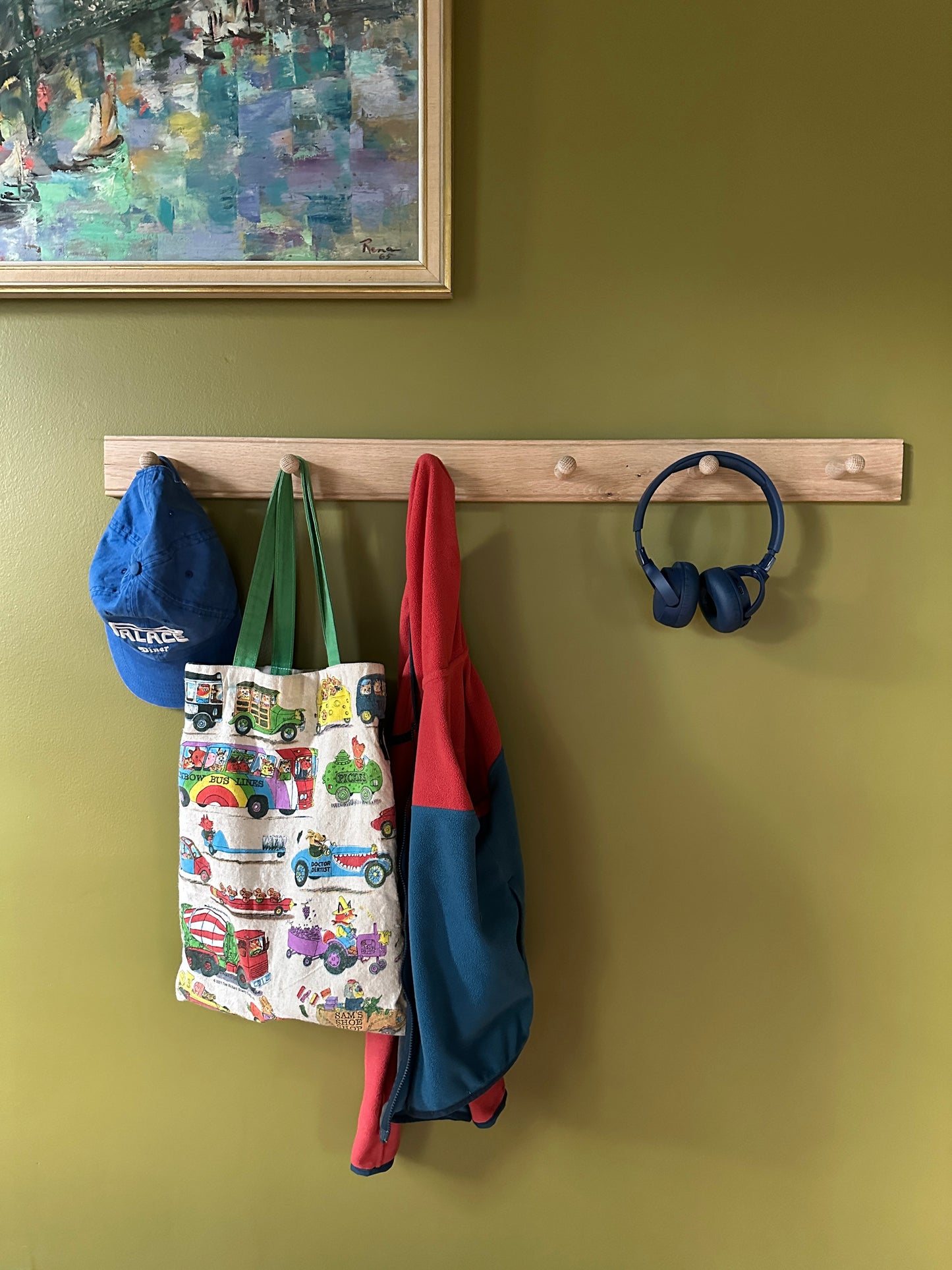 Oak Peg Hanging Rack