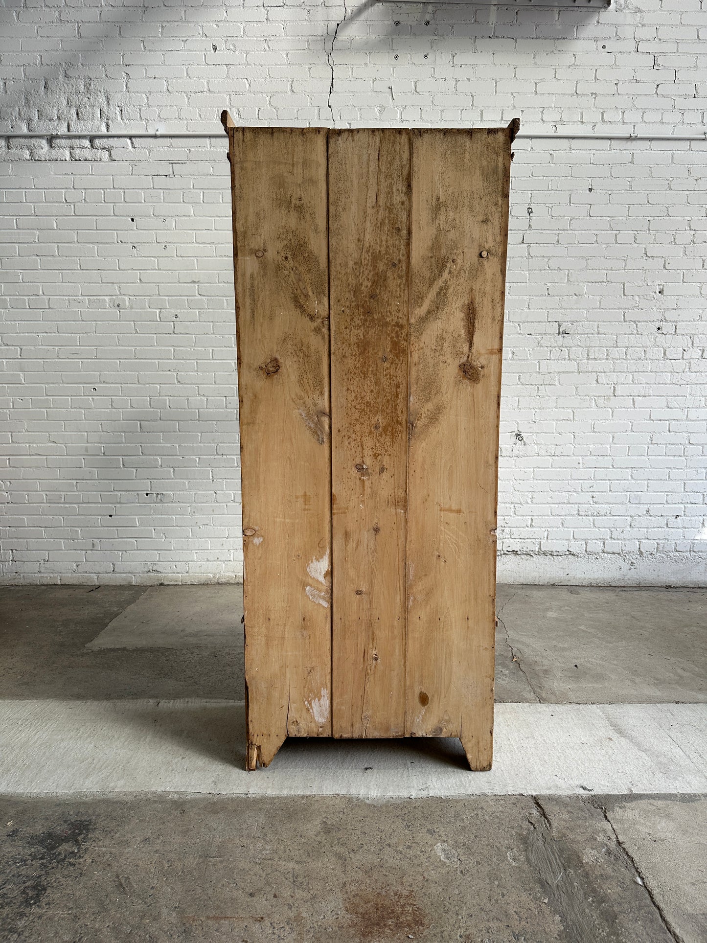 Antique Pine Narrow Cupboard with Drawers c. 1890