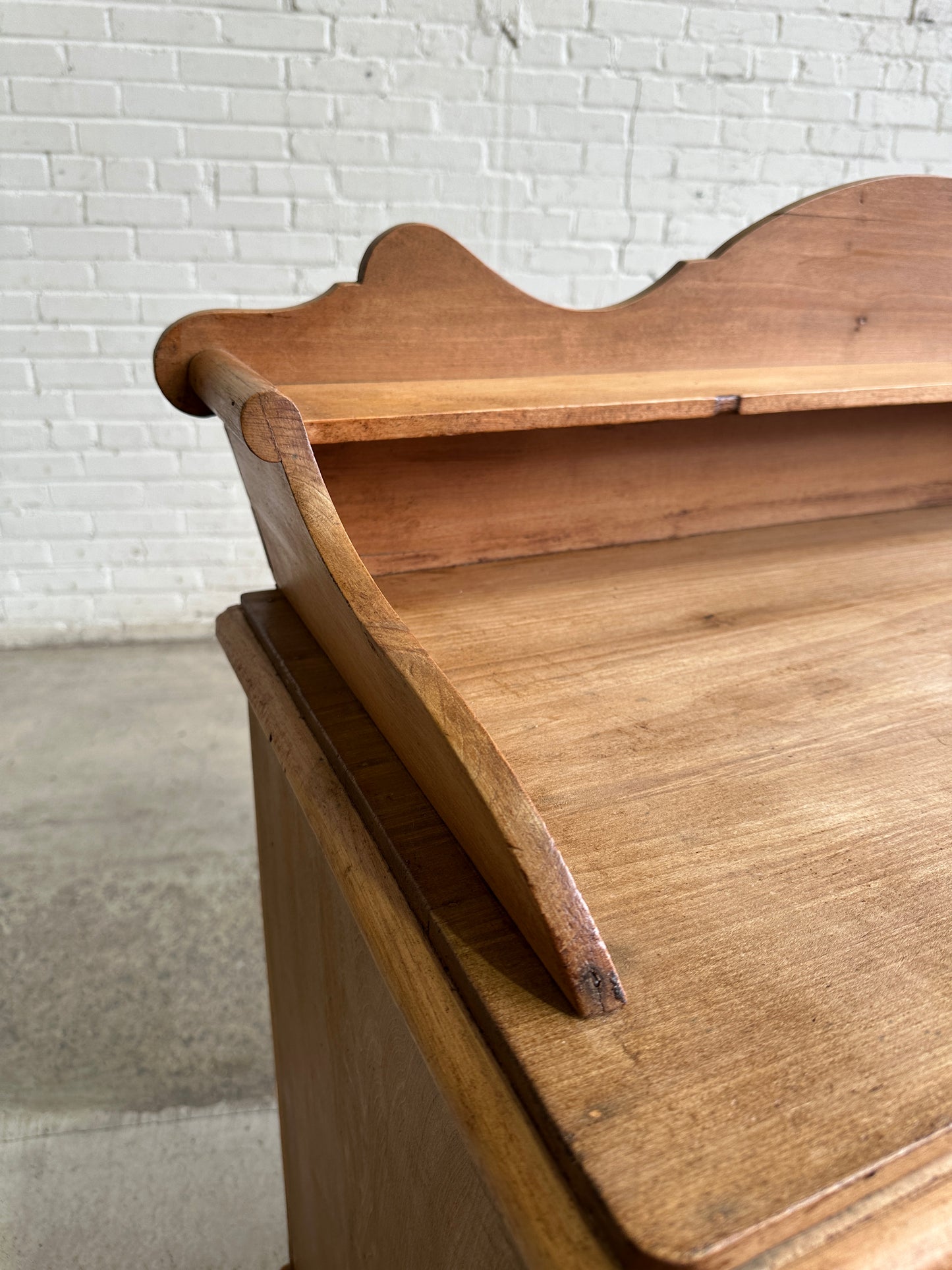 Antique Pine English Chest of Drawers with Flared Upstand c. 1870