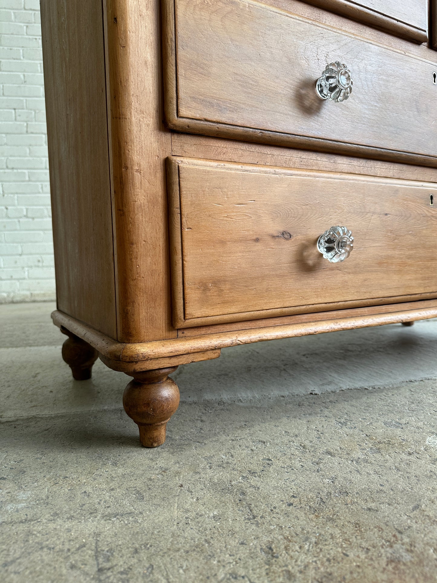 Antique Pine English Chest of Drawers with Flared Upstand c. 1870