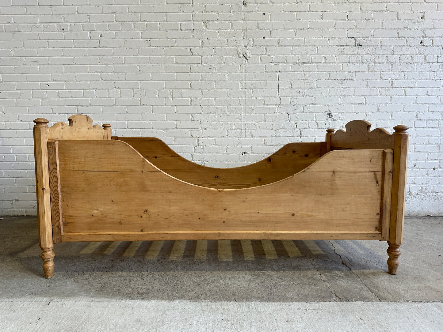 Antique Pine Sleigh Bed with Deep Side Rails, c. 1890