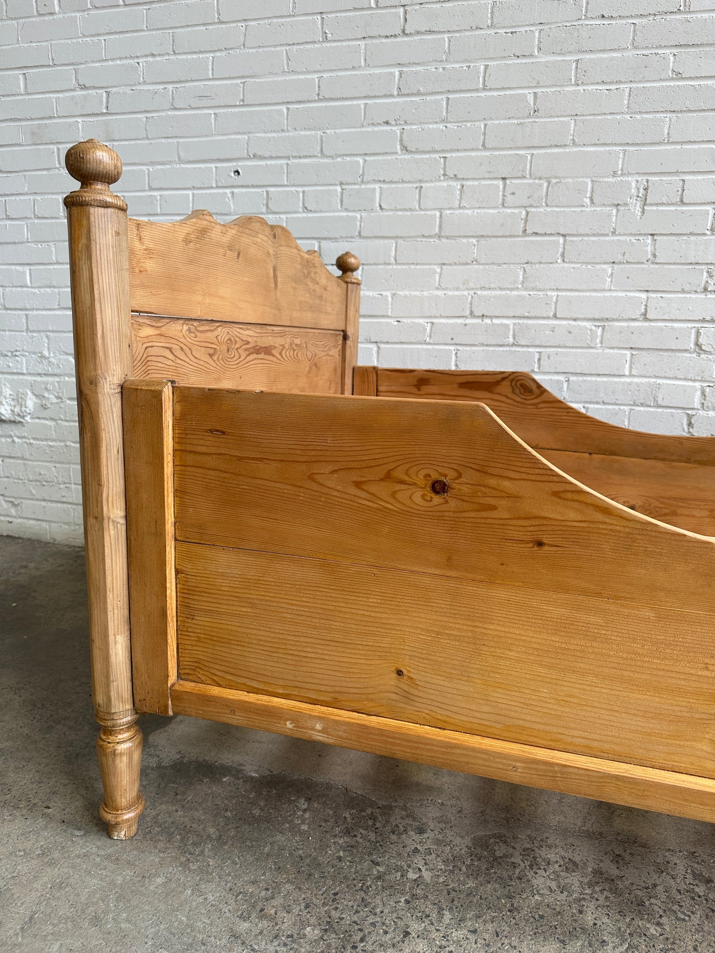 Antique Pine Sleigh Bed c. 1880