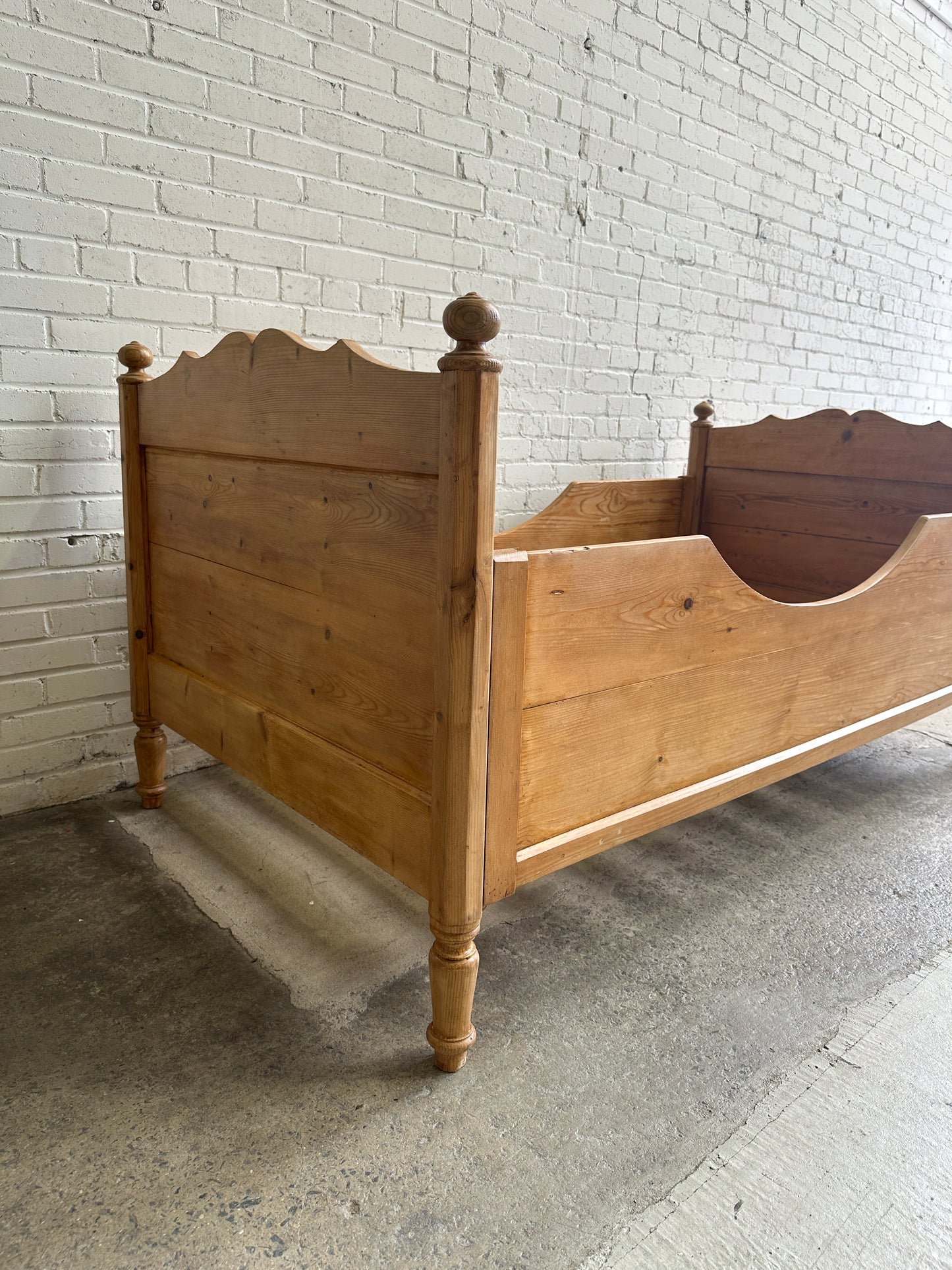 Antique Pine Sleigh Bed c. 1880