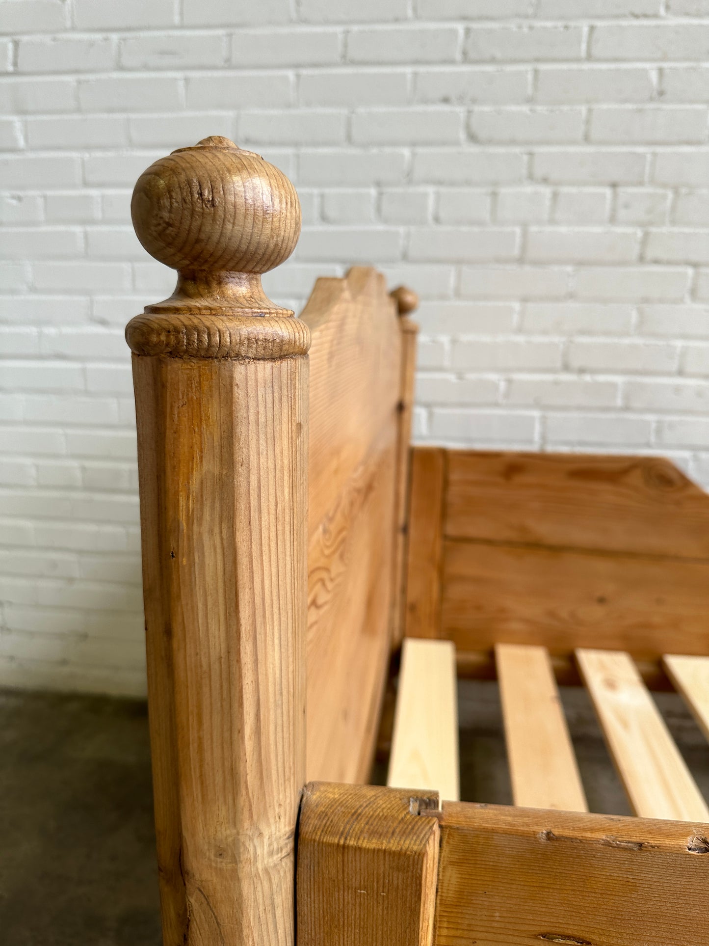 Antique Pine Sleigh Bed c. 1880