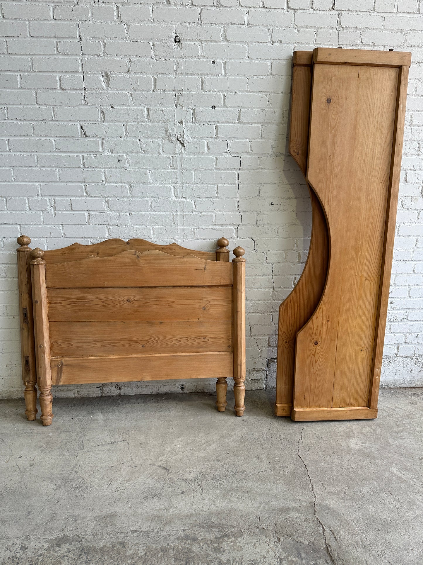 Antique Pine Sleigh Bed c. 1880