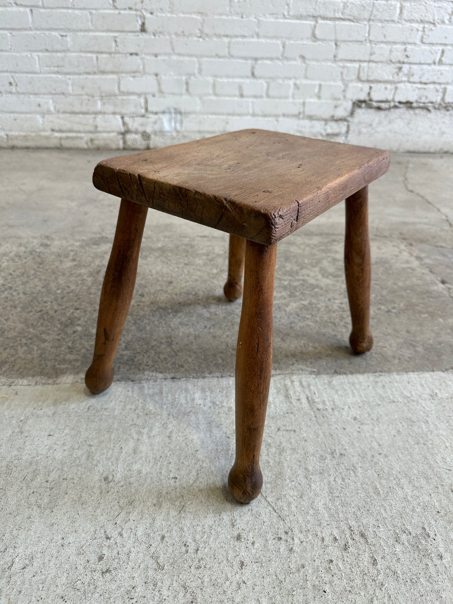 Antique Small Pine English Stool c. 1900