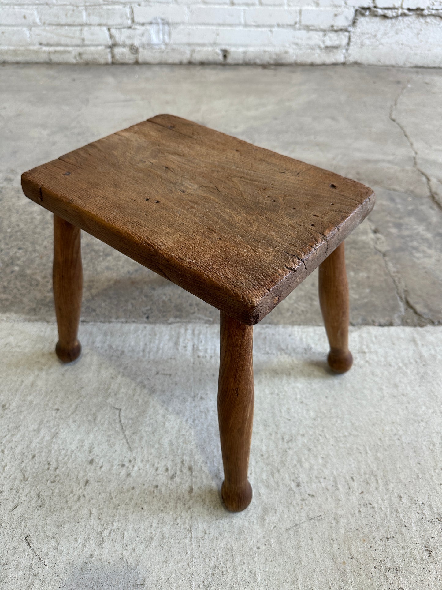 Antique Small Pine English Stool c. 1900