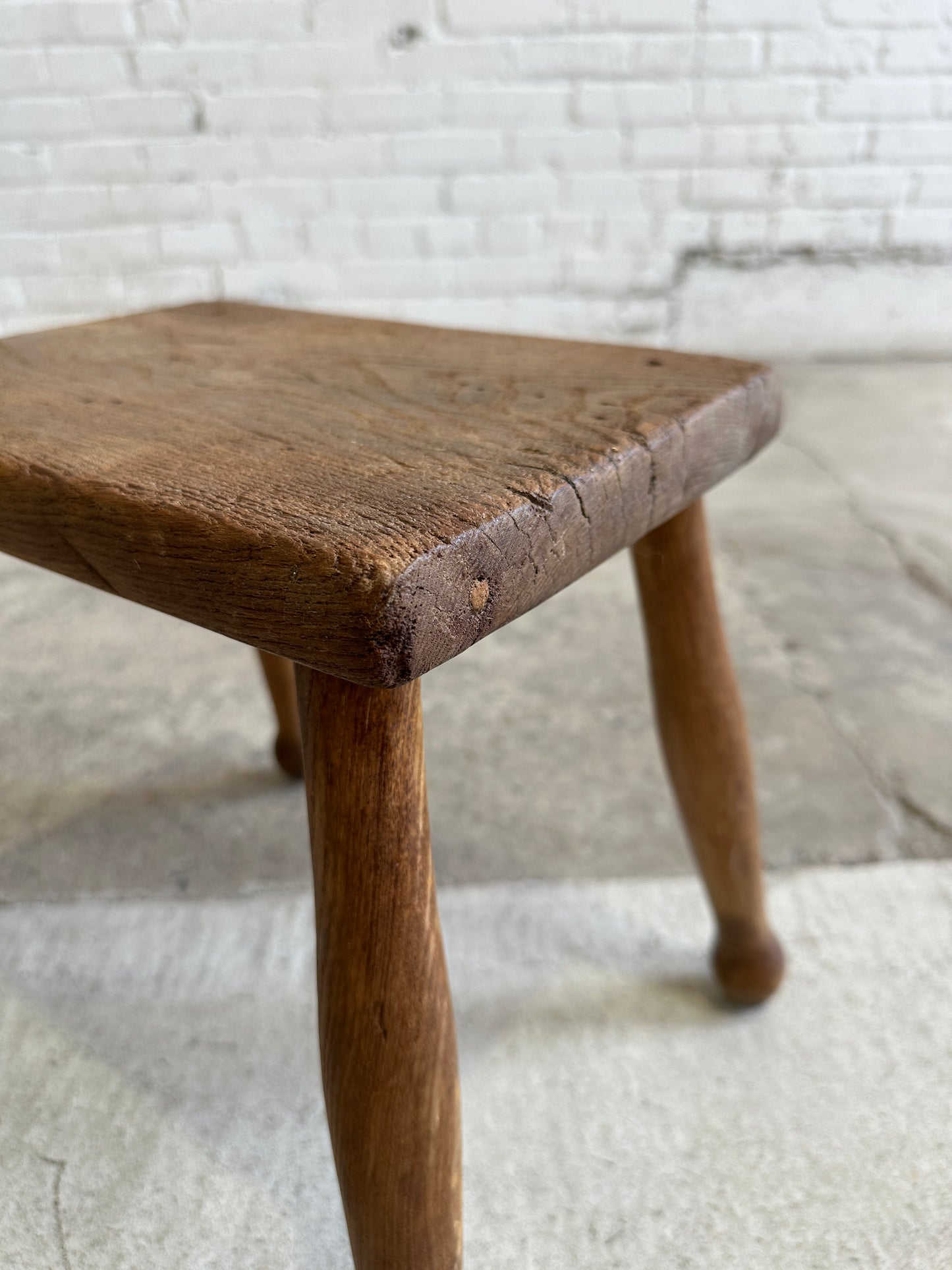 Antique Small Pine English Stool c. 1900