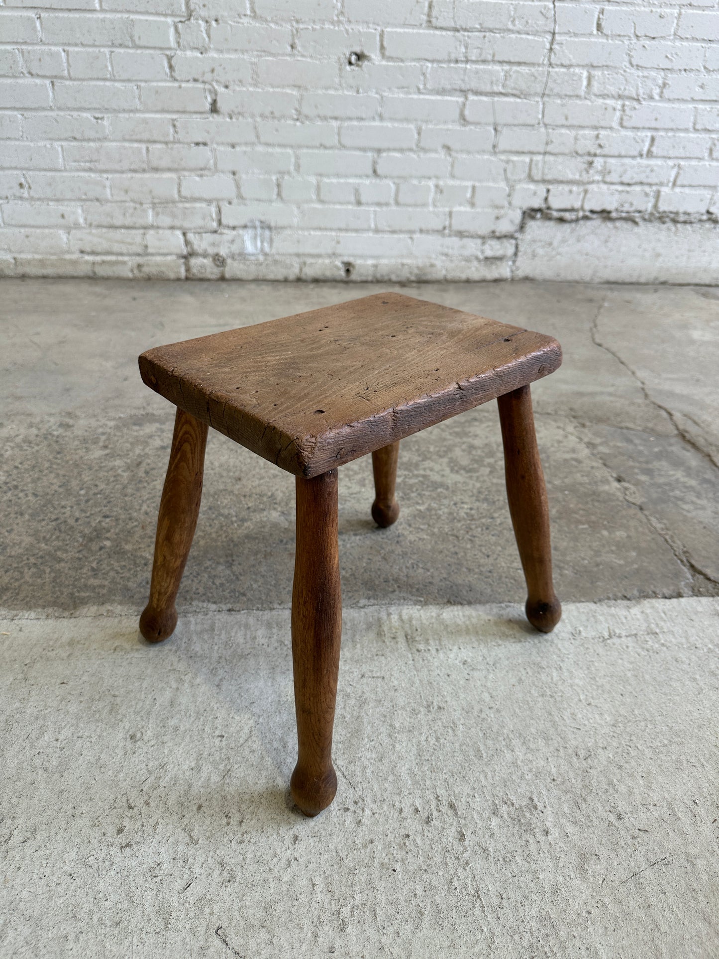 Antique Small Pine English Stool c. 1900