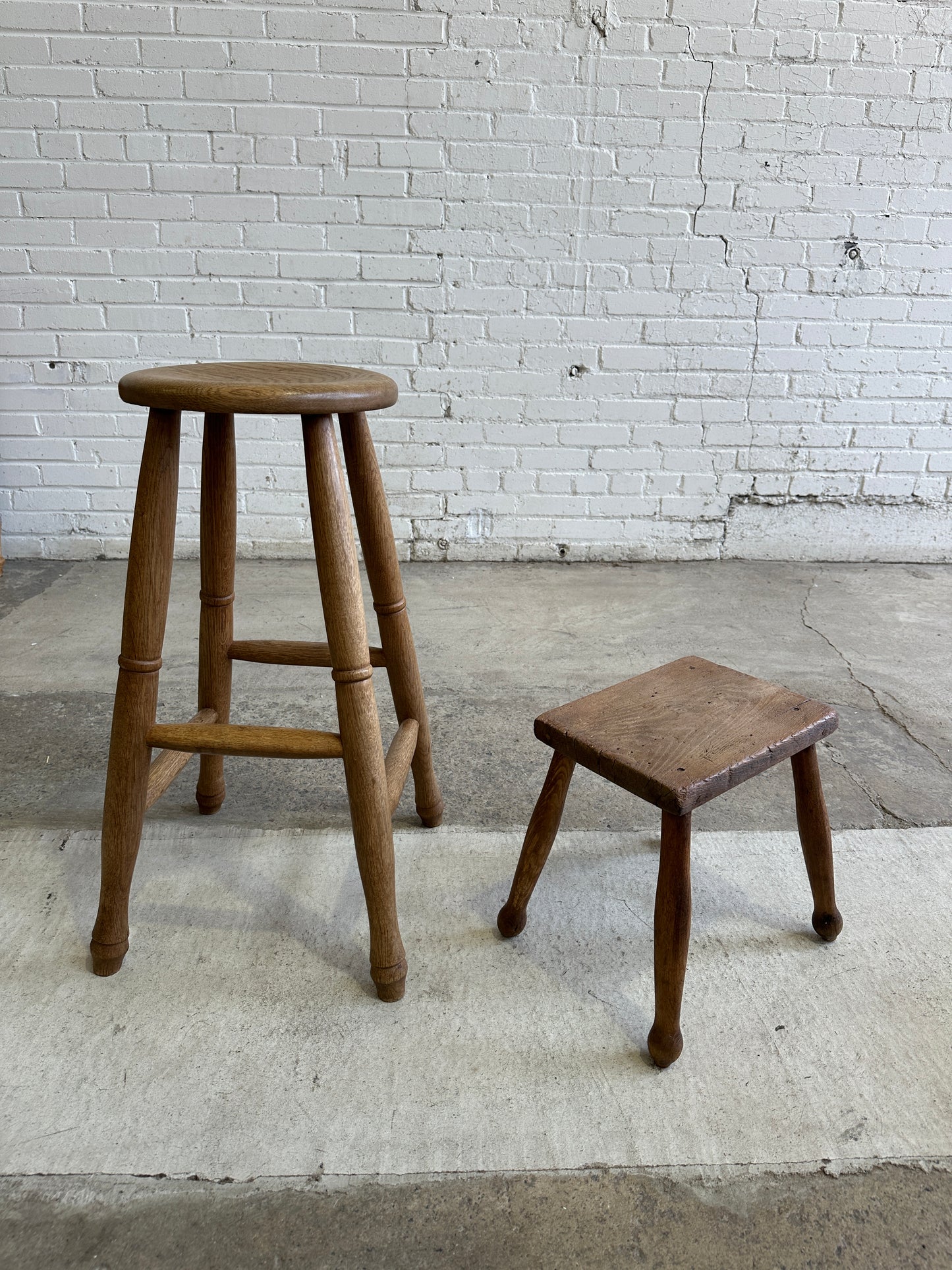 Antique Small Pine English Stool c. 1900