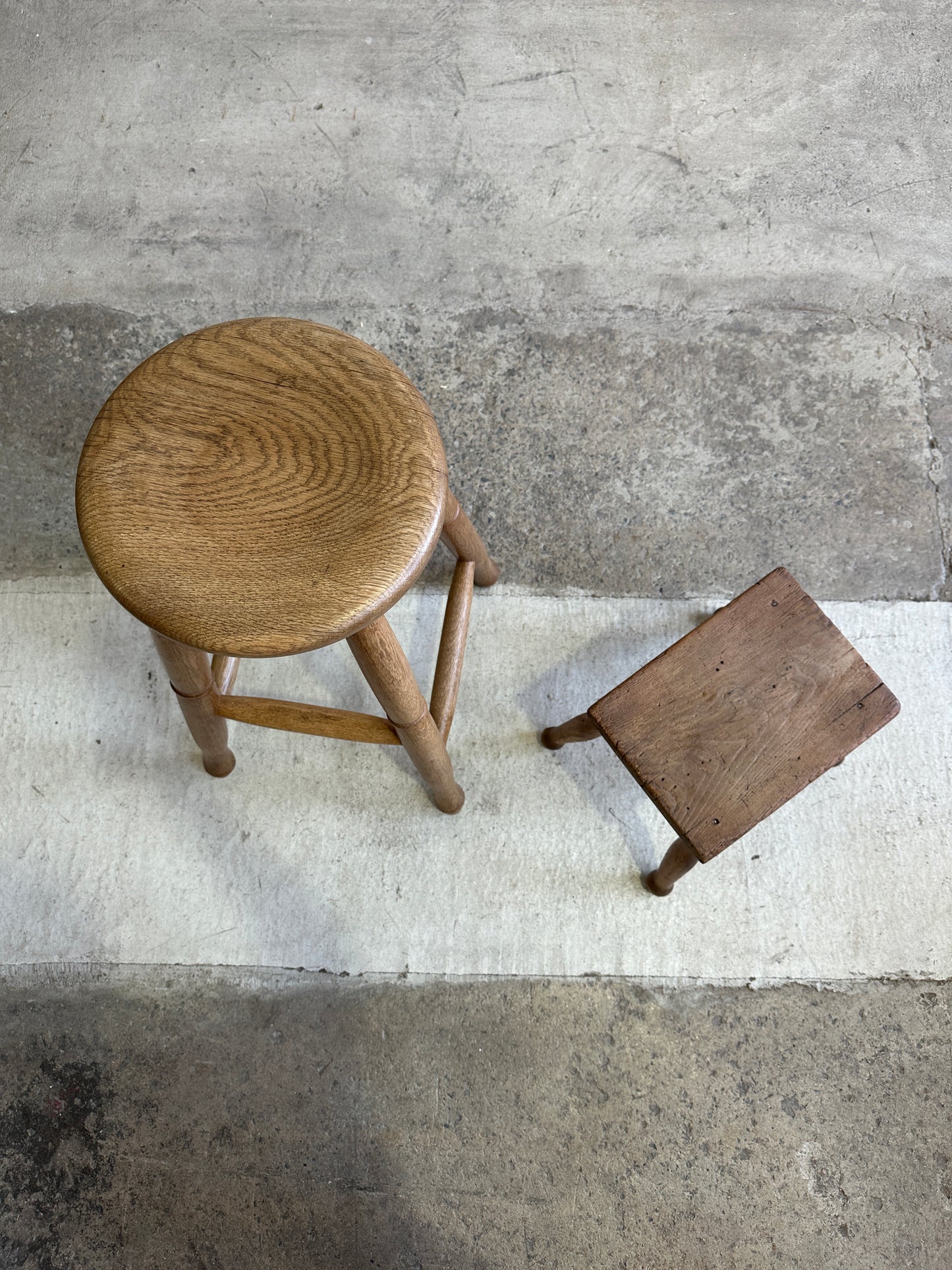 Antique Small Pine English Stool c. 1900