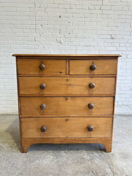 Antique Pine Chest of Drawers with Dark Knobs c. 1840