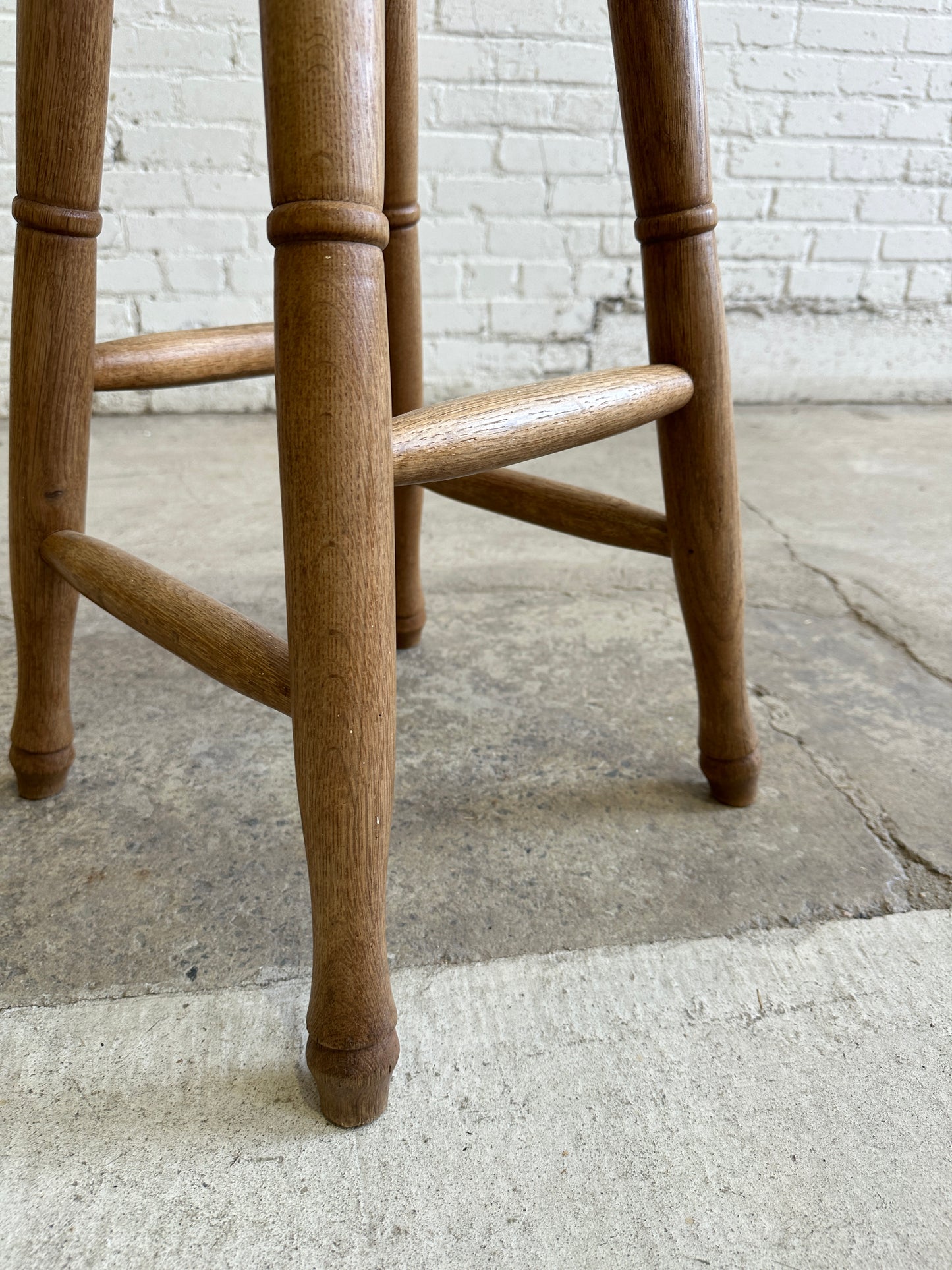 Antique Oak Tall English Stool c. 1910