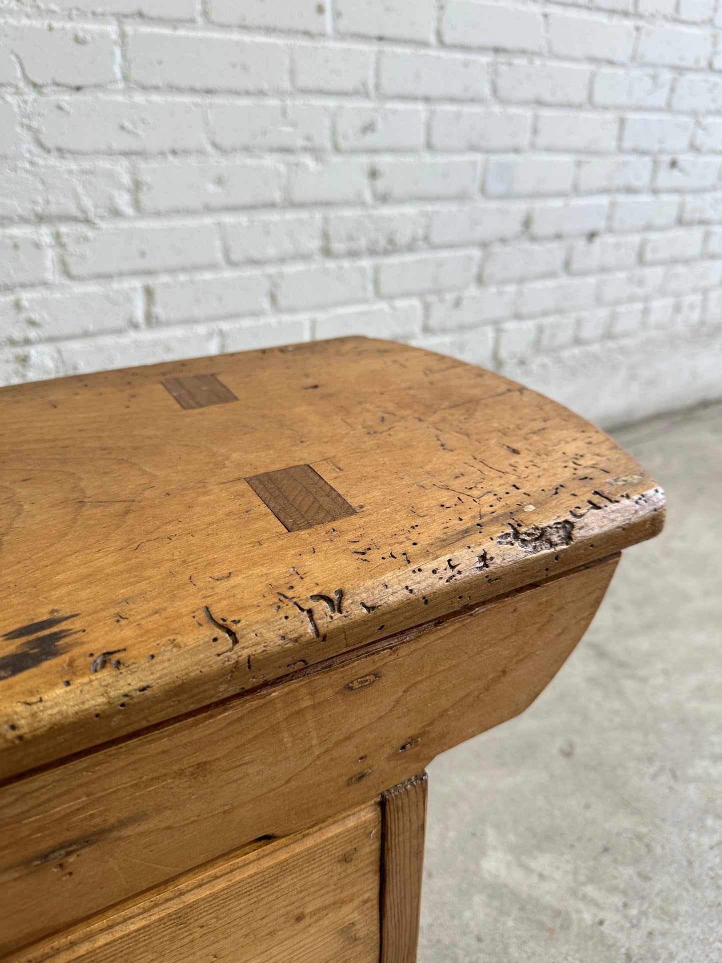 Antique Pine English Bench with Storage, c. 1890