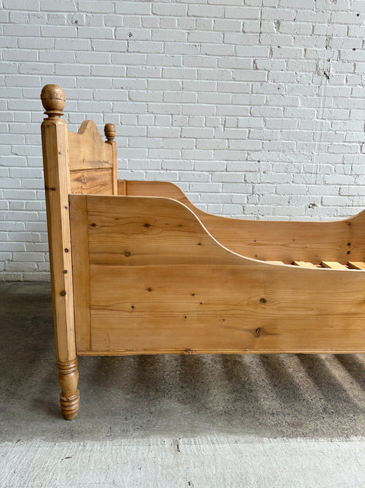 Antique Pine Sleigh Bed c. 1910