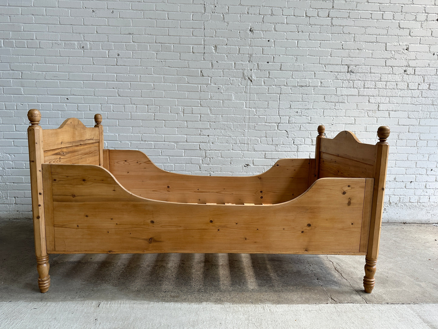 Antique Pine Sleigh Bed c. 1910