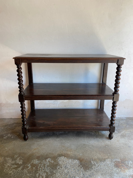 Large Antique English Barley Twist Buffet on Castors c. 1900