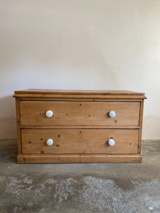 Antique Pine English Drawers with Ceramic Knobs c. 1890