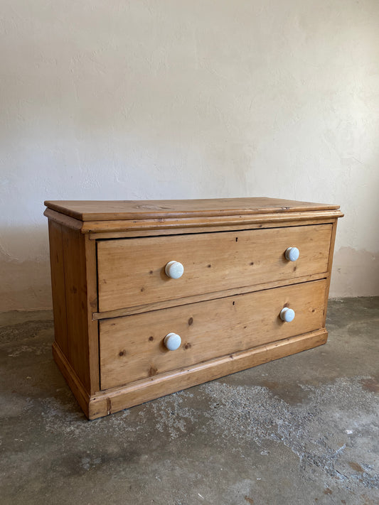 Antique Pine English Drawers with Ceramic Knobs c. 1890