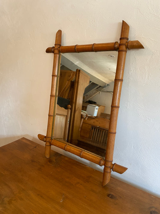 Antique French Faux Bamboo Mirror c. 1900