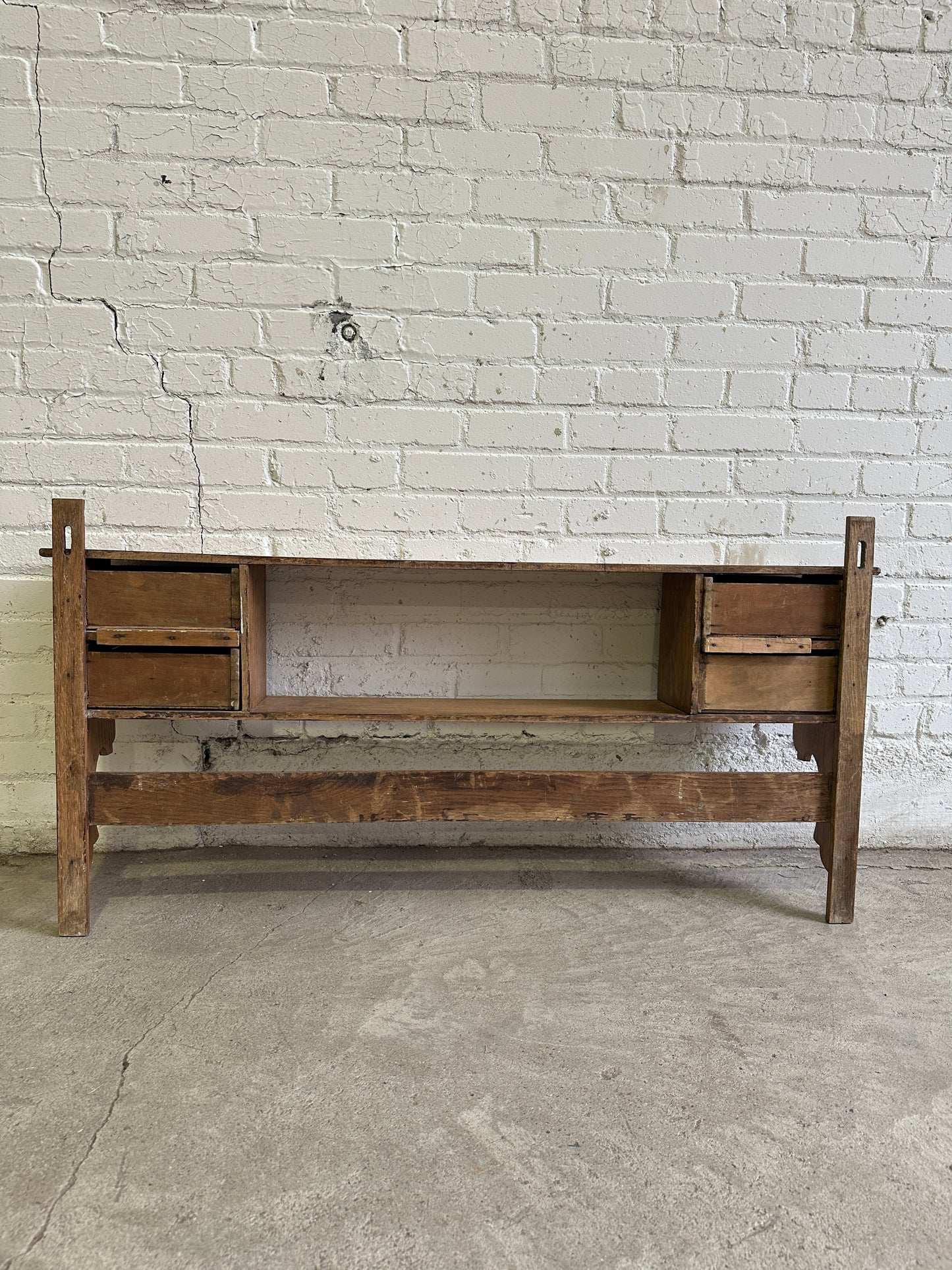 Antique French Wall Shelf with Hooks, c. 1900