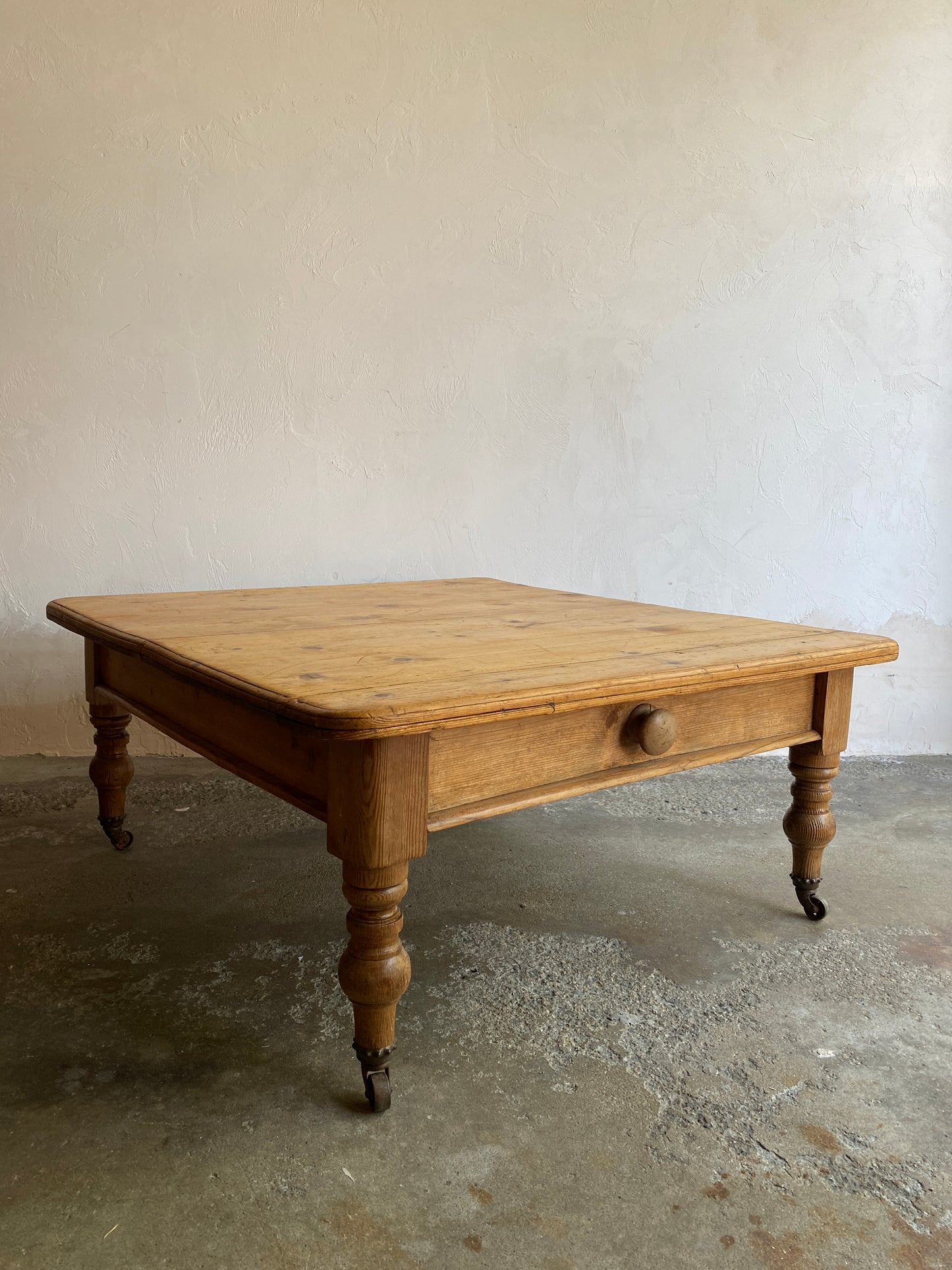 Antique Pine Coffee Table on Castors