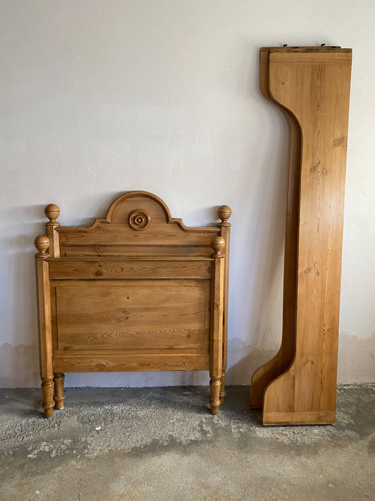 Antique Pine European Sleigh Bed c. 1890