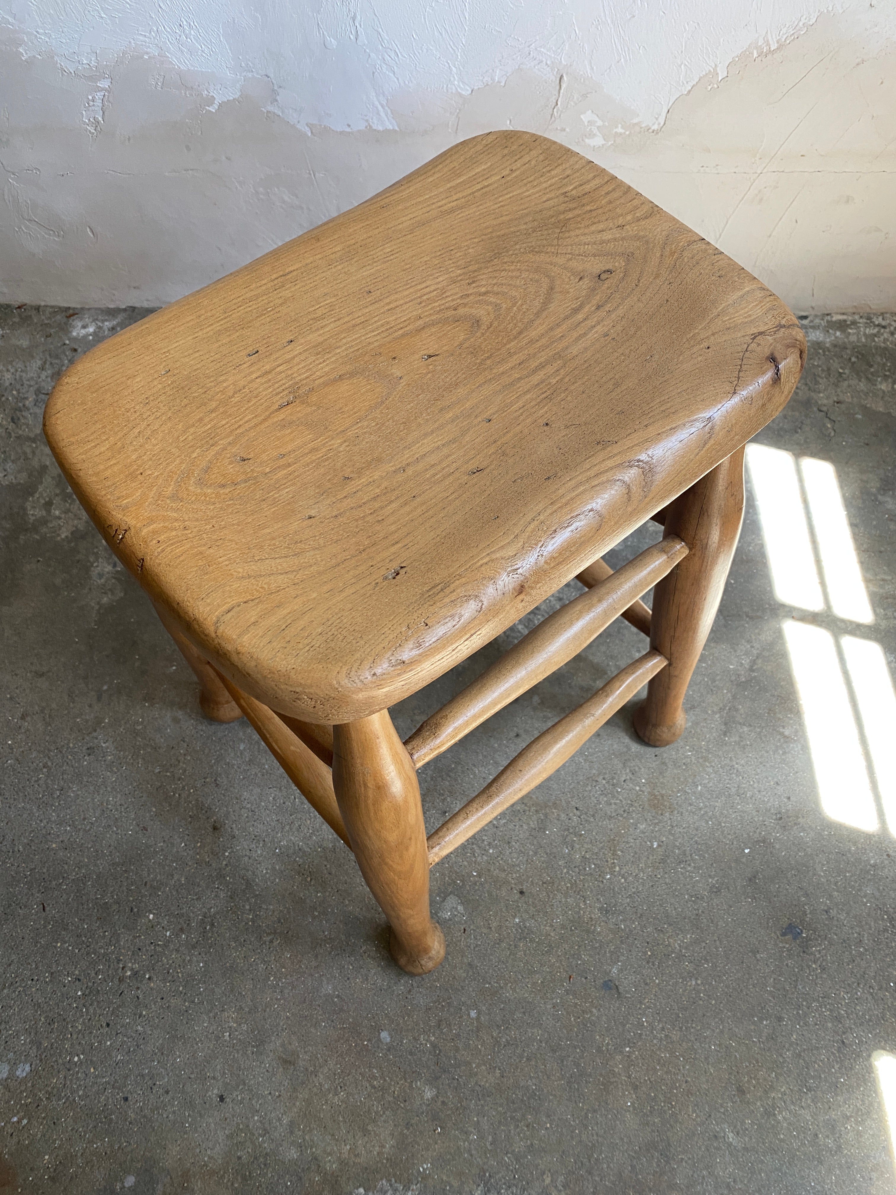 Antique Pine English Stool Knosen Antiques